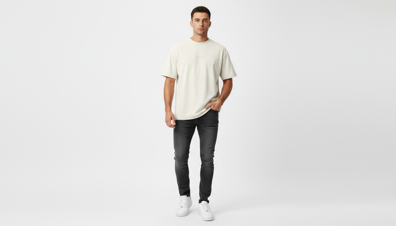 AURA Oversized faded Bone